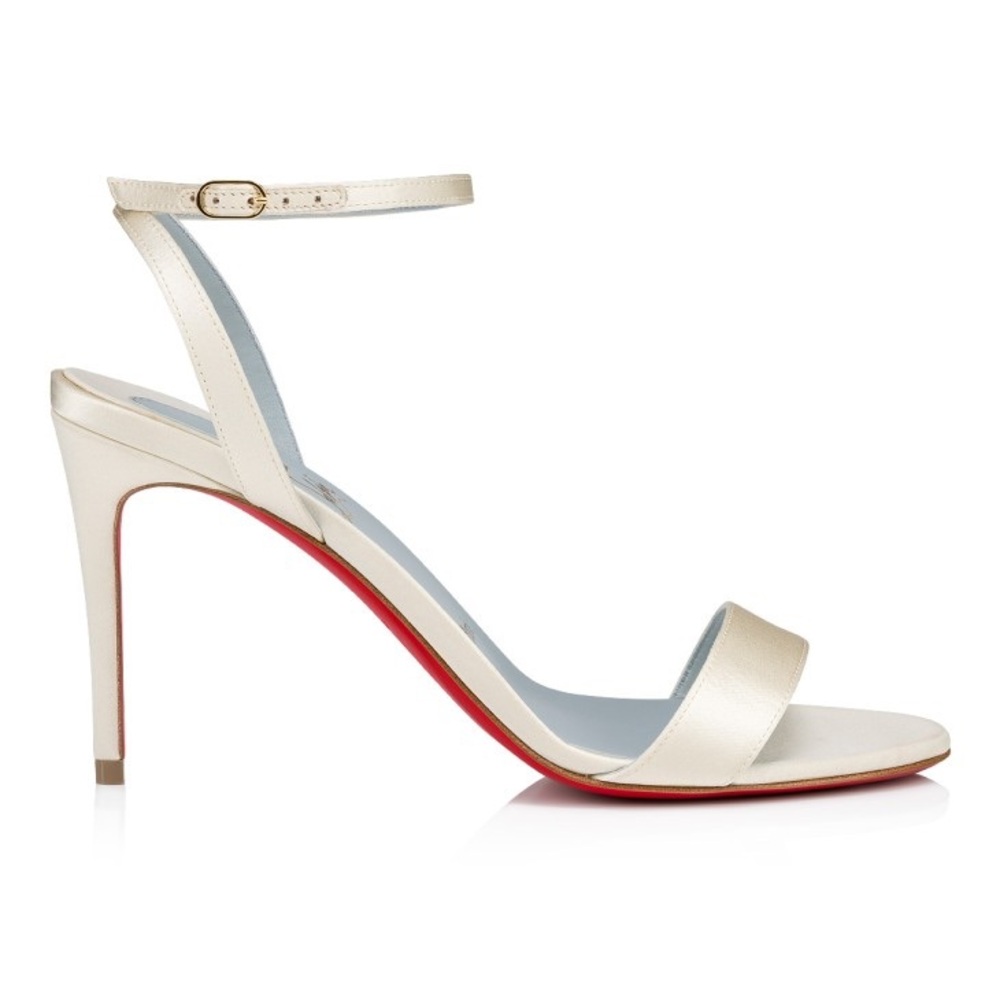 New Christian Louboutin Loubigirl 85 Satin Heels Sandals Cream White Bridal 38 - Picture 15 of 16